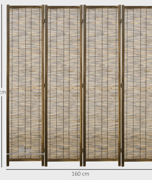 HOMCOM Bamboe Paravent 4 Panelen - 160x170 cm - Natuurlijk & Opvouwbaar