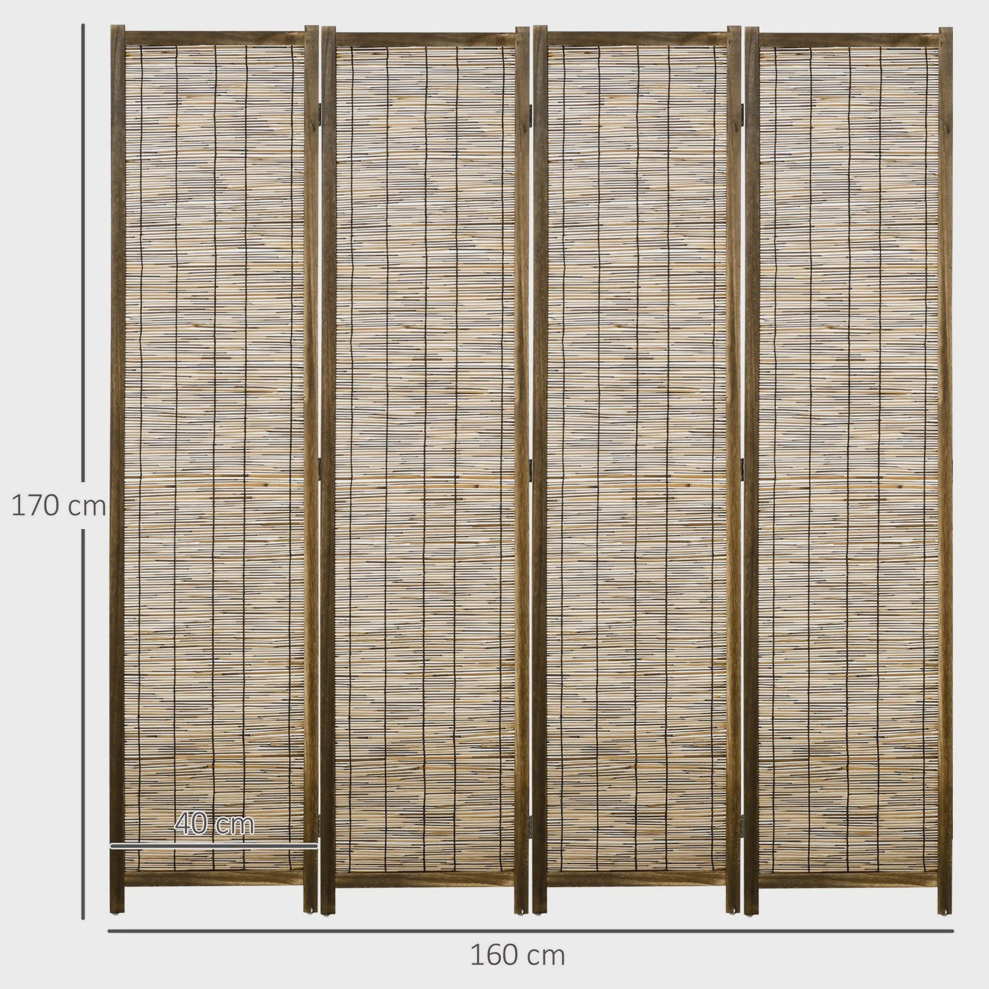 HOMCOM Bamboe Paravent 4 Panelen - 160x170 cm - Natuurlijk & Opvouwbaar