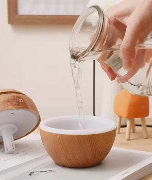 Mini USB Luchtbevochtiger & Aroma Diffuser met Houtnerf Design