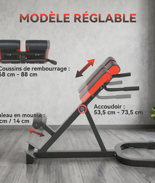 SPORTNOW Verstelbare Trainingsbank met 5 standen, Roman Chair, 112x62x88 cm, Zwart/Rood