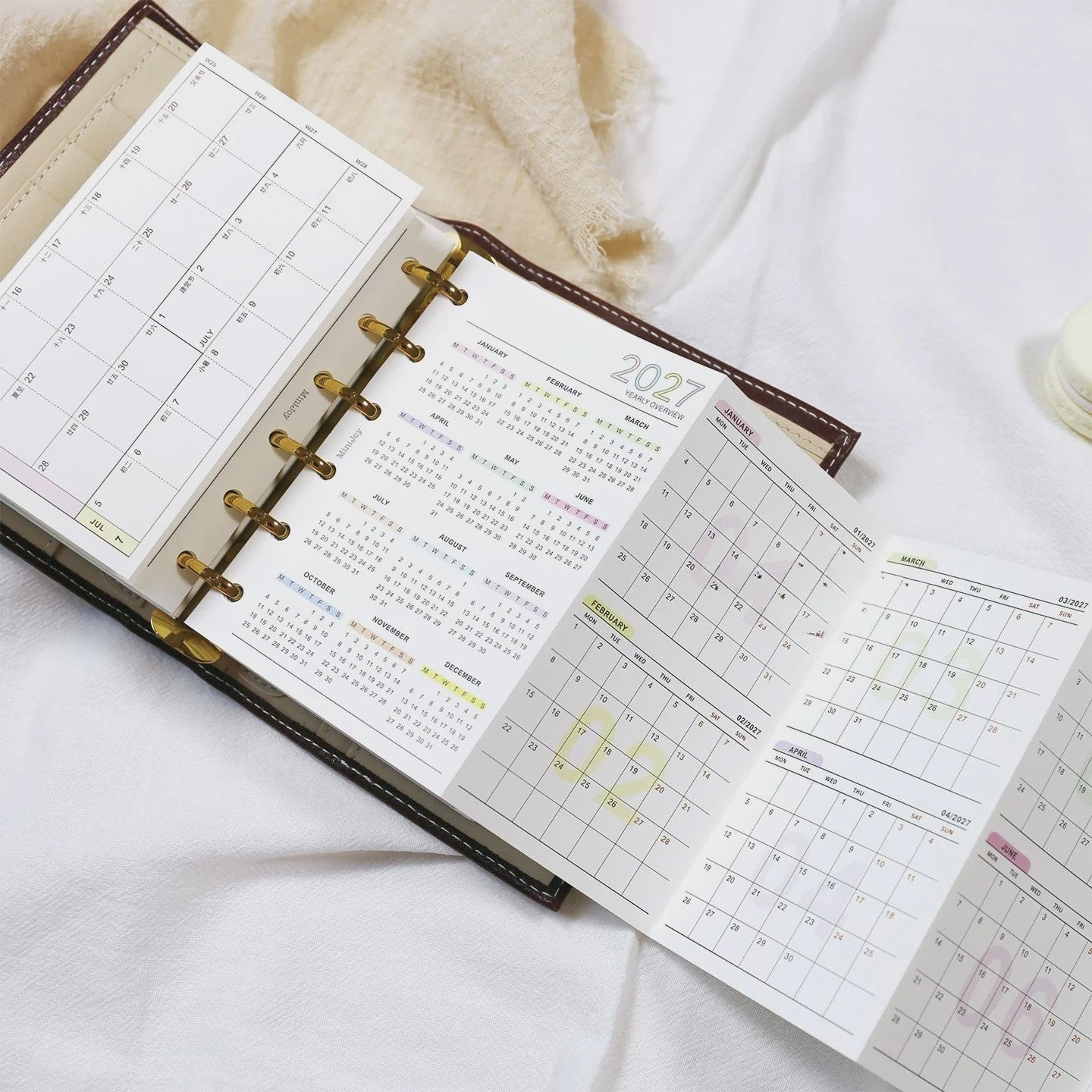 2027 Jaarkalender Navulling voor Planner | A6, A7, M5 | 4-Fold Ontwerp