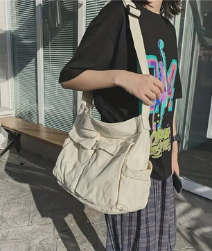Vintage Canvas Schoudertas Dames - Ruime Crossbody Tas voor Reizen & Mode