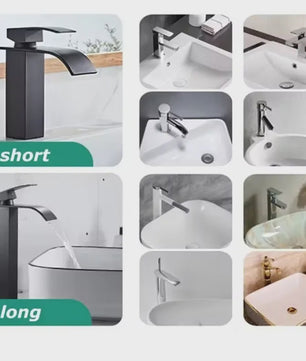 Moderne Waterval Kraan Zwart - RVS Wastafelkraan met Warm & Koud Water