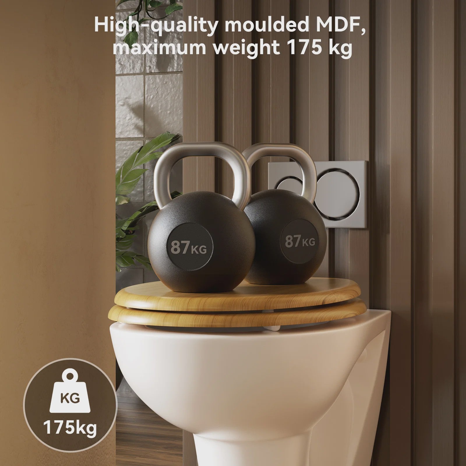 Toiletzitting O-vorm met soft-close en bamboe-look – Antibacterieel & Duurzaam