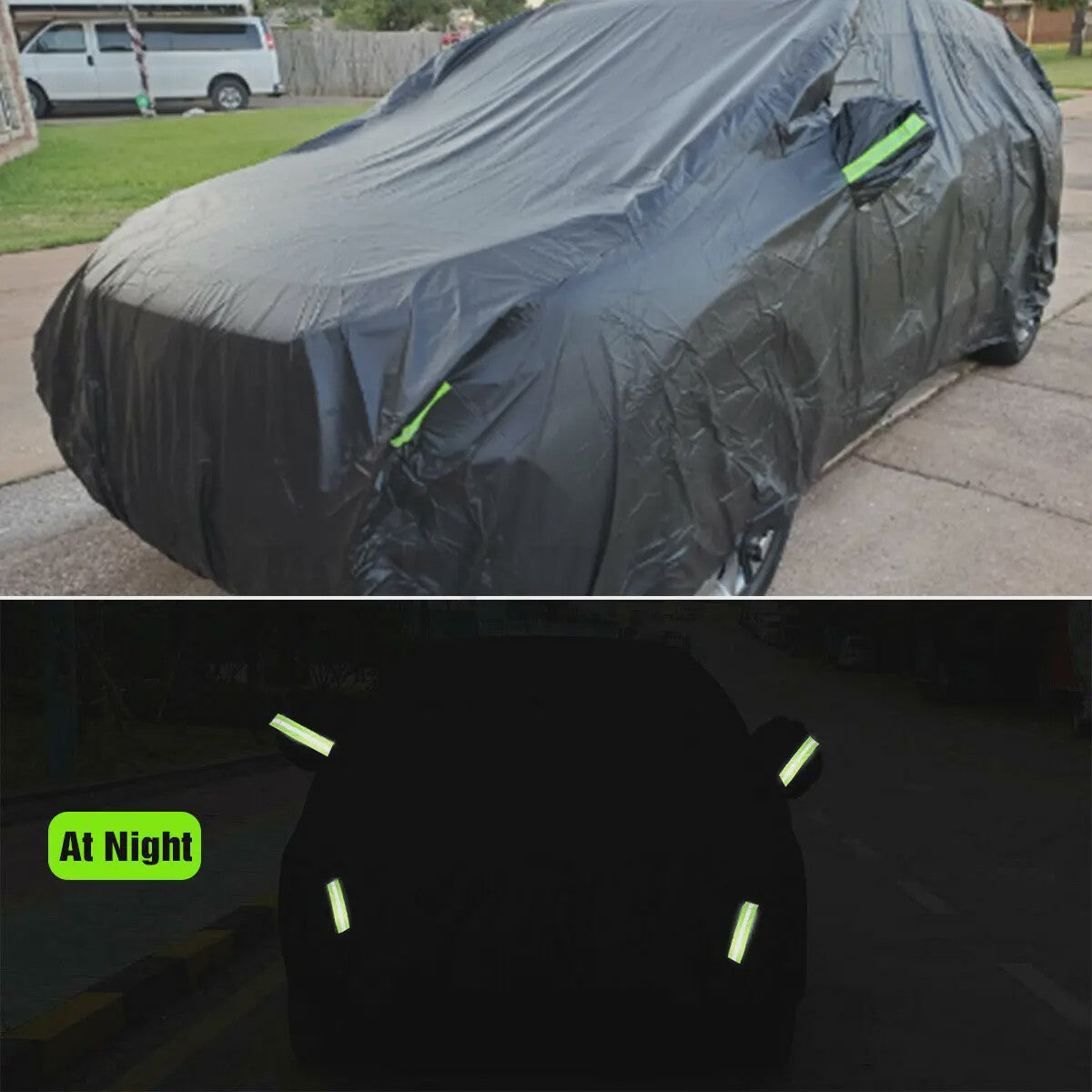 Universele Autohoes voor SUV en Sedan - Waterdicht, UV- en Krasbestendig met Reflecterende Strepen