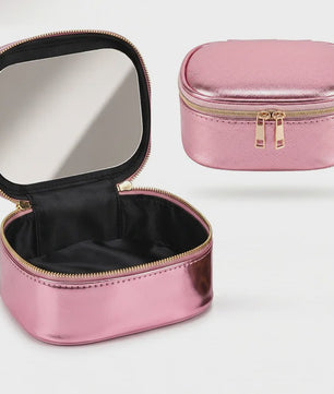 Draagbare Make-up Tas met Spiegel - Waterdicht & Compact