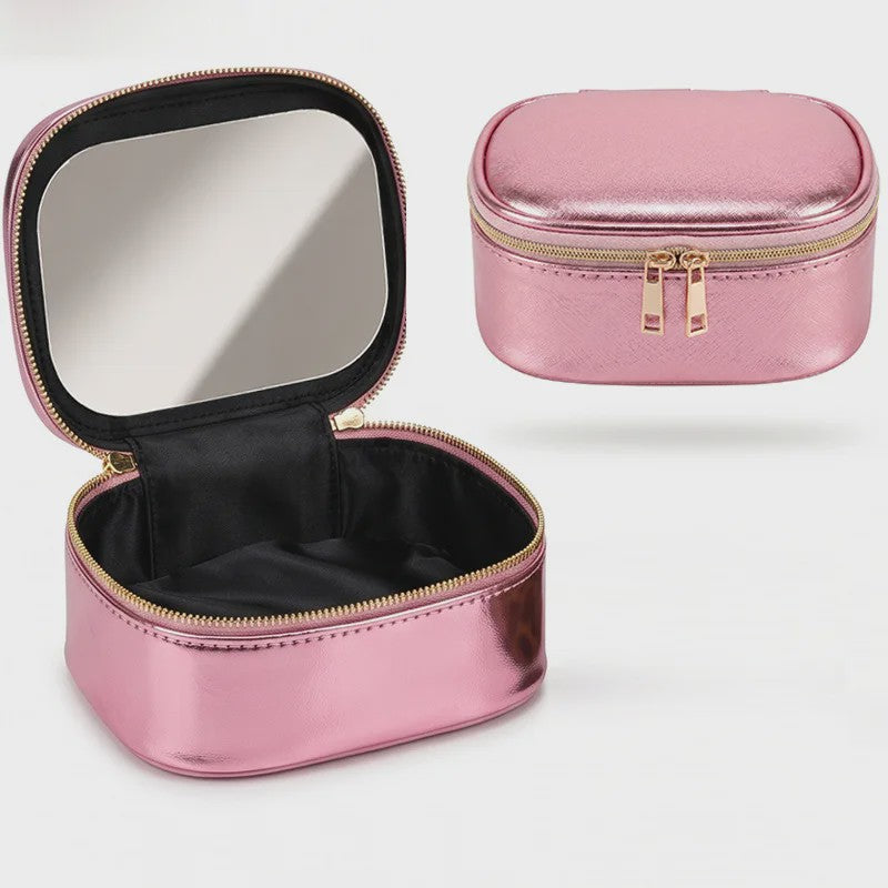 Draagbare Make-up Tas met Spiegel - Waterdicht & Compact