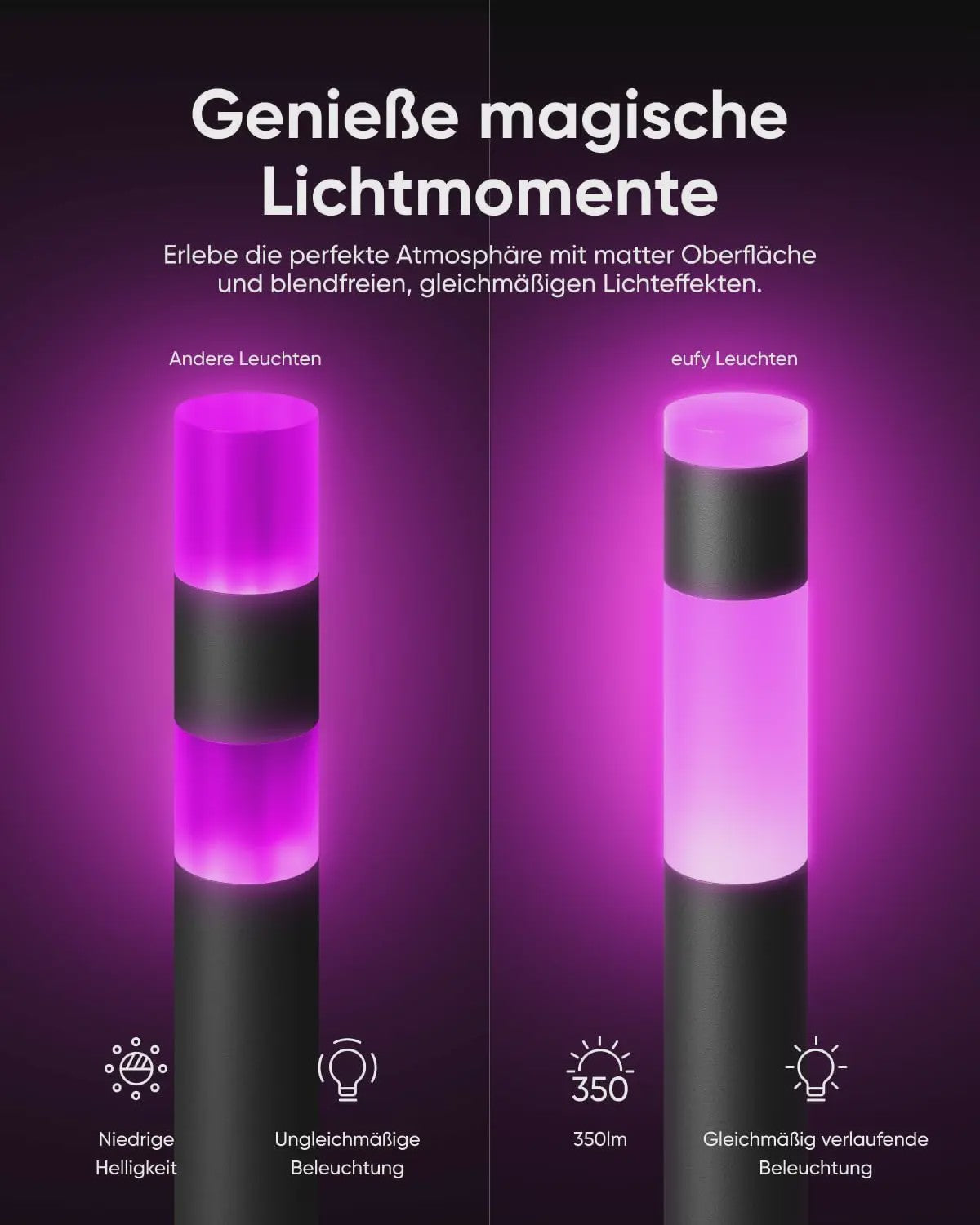 eufy Outdoor Pathway Lights E10: Slimme LED Tuinverlichting (4-Pack, RGBWW, 350lm, IP65)