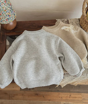 Schattige Gebreide Kinder Trui met Strikjes - Perfect voor Herfst & Winter