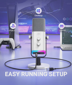 FIFINE AM8W Dynamische XLR/USB Microfoon met RGB, Mute & Koptelefoonaansluiting - Ideaal voor Streaming & Gaming