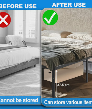 Robuust Metalen Bedframe met Lattenbodem - 37.5cm Opbergruimte