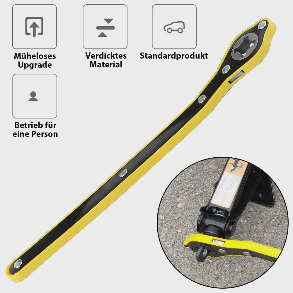 2.5T/1.5T Autokrik Set met Ratelsleutel - Handmatig, Opvouwbaar en Arbeidsbesparend