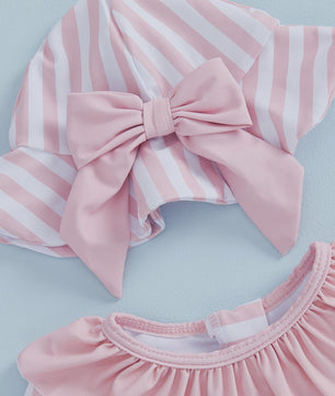 Babymeisjes Bikini met Strikken en Hoedje - Schattige Zomer Zwemkleding