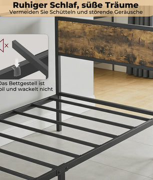 Industrieel Stalen Bedframe 90x200/140x200 cm met 27cm Vrije Ruimte - Vintage Design