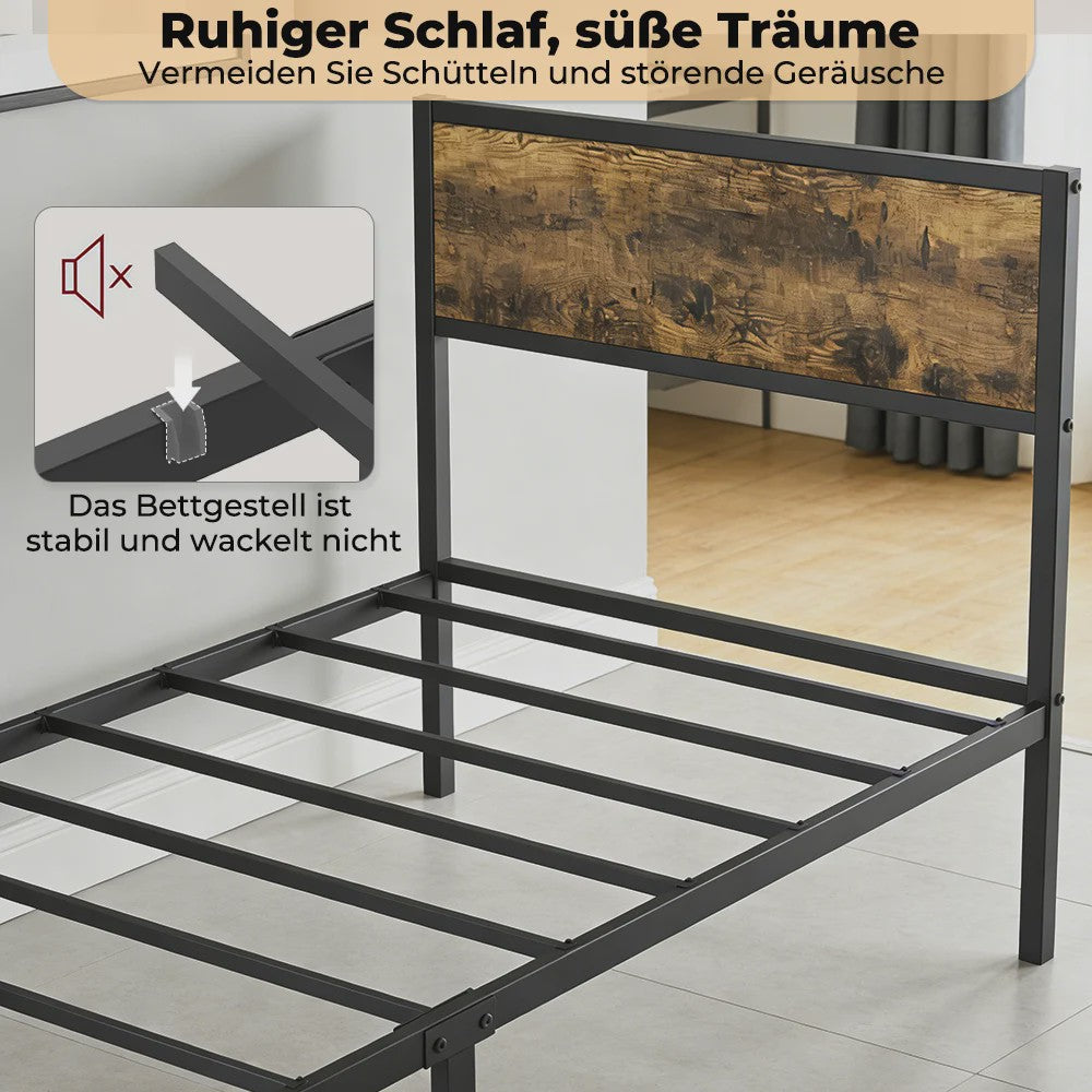 Industrieel Stalen Bedframe 90x200/140x200 cm met 27cm Vrije Ruimte - Vintage Design