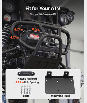 Elektrische ATV/UTV Lier 2500/3500 LBS met Synthetisch Touw - Krachtig en Betrouwbaar