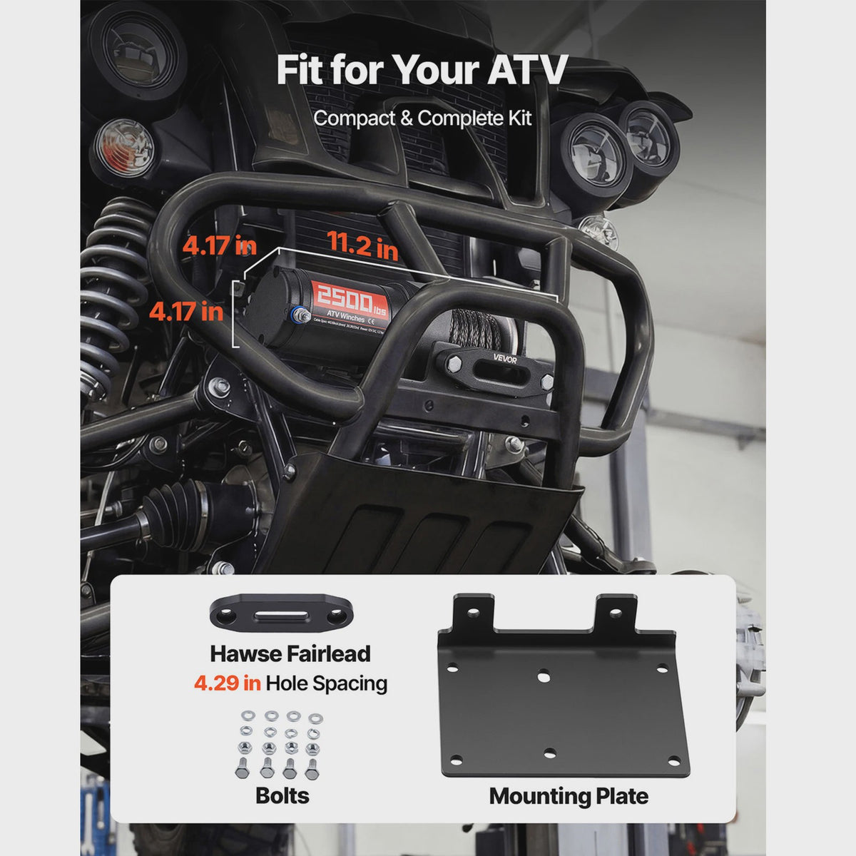 Elektrische ATV/UTV Lier 2500/3500 LBS met Synthetisch Touw - Krachtig en Betrouwbaar