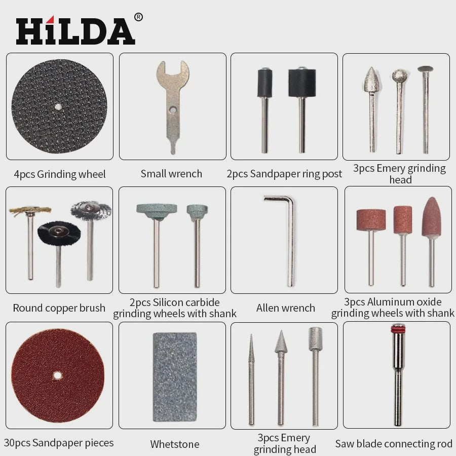 HILDA 91-delige Rotary Tool Accessoireset voor Dremel en Vergelijkbare Gereedschappen
