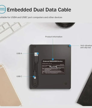 Externe DVD/CD Brander & Speler met USB 3.0 en Type-C | 7-in-1 Multifunctionele Drive voor PC & Mac