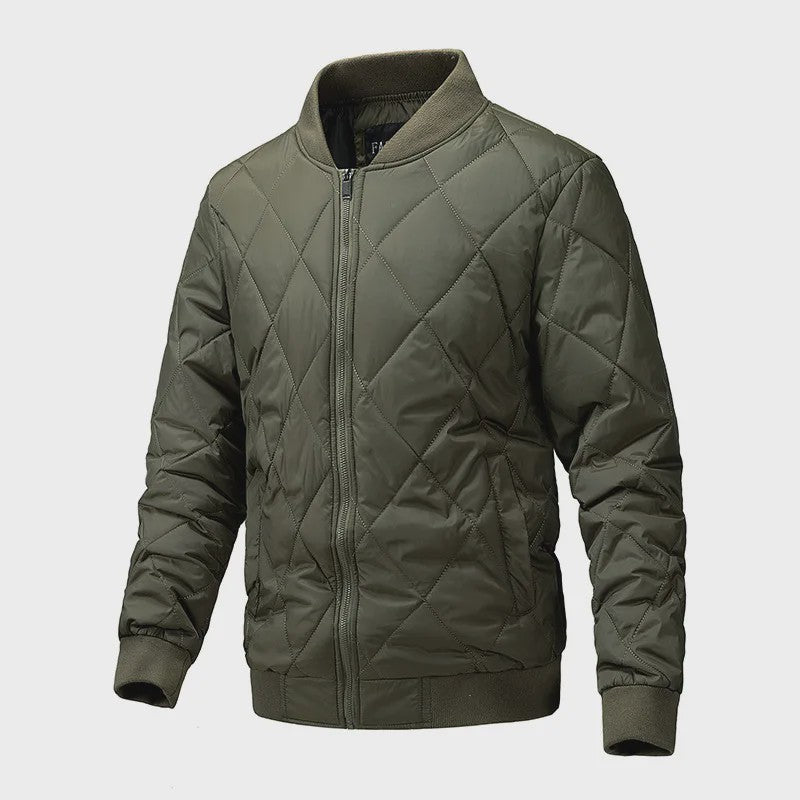 Heren Retro Quilted Winterjas - Lichtgewicht Katoen Gevoerd Casual Jack met Opstaande Kraag