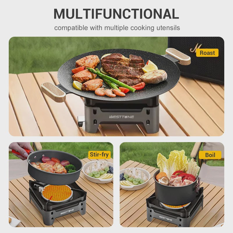 WESTTUNE Draagbare Camping Gasbrander 3600W - Infrarood Verwarmingssysteem met Elektronische Ontsteking
