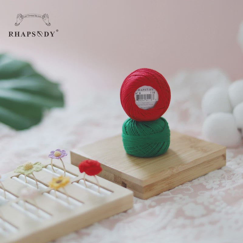 Rhapsody Pearl Cotton Haakgaren Maat 8 - Egyptisch Katoen, Dubbel Gemerceriseerd