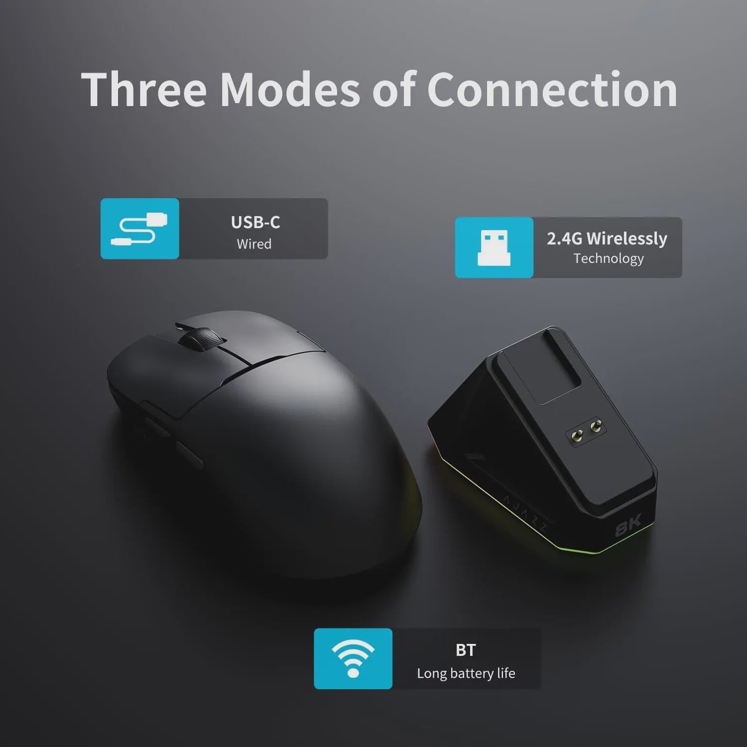 Ajazz AJ159 Pro Draadloze Gaming Muis - PAW3395 Sensor, 26K DPI, Tri-Mode Connectiviteit