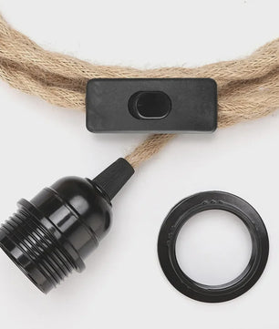 Industriële Hanglamp met Hennep Touw Kabel - E27 Fitting & Schakelaar