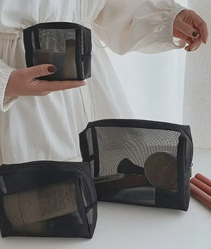 Transparante Mesh Make-up Tas met Rits - Organizer voor Cosmetica en Toiletartikelen