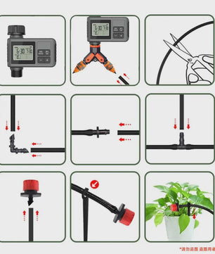 Automatisch Tuin Bewateringssysteem met LCD Timer & Instelbare Sproeiers (30-5m)