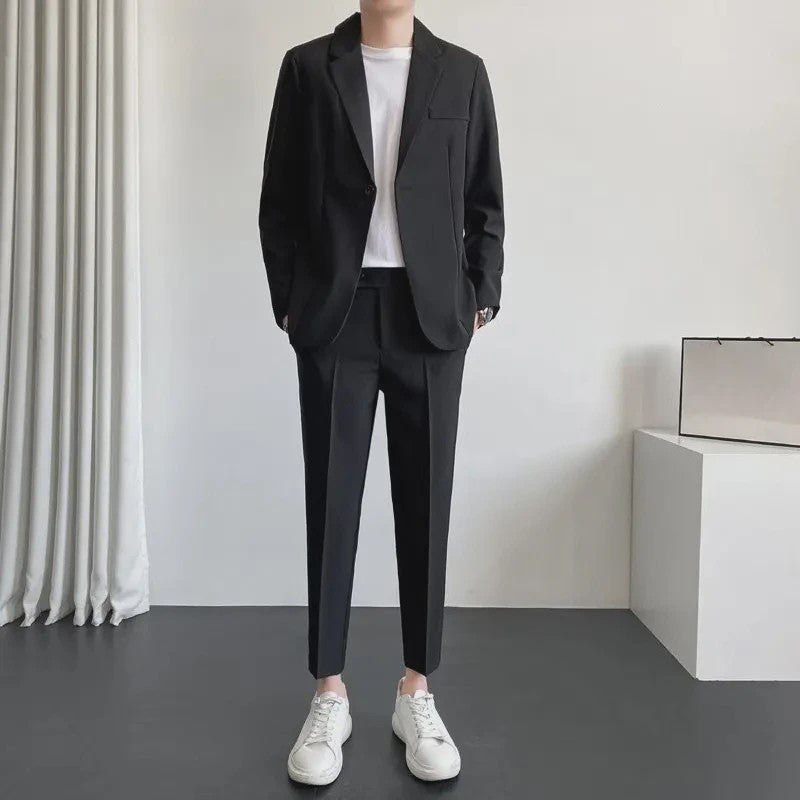 Stijlvol Koreaans Casual Herenpak - Loose Fit Lente/Herfst