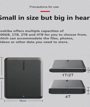 Toshiba A5 Externe Harde Schijf - Compact, Snel USB 3.2 Gen1, Mac Compatibel (500GB-4TB)