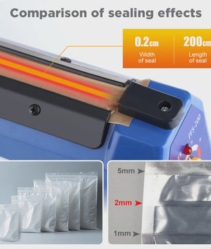 200mm Impuls Sealer: Professionele Hitteverzegelaar voor Voedsel, Plastic & Kraft Zakken