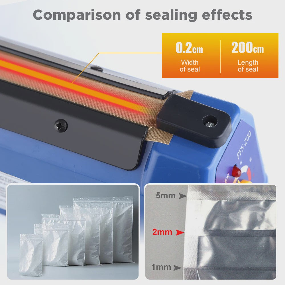 200mm Impuls Sealer: Professionele Hitteverzegelaar voor Voedsel, Plastic & Kraft Zakken