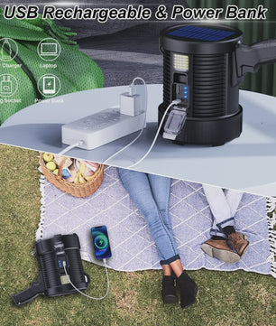 Krachtige Oplaadbare LED Spotlight 900.000 Lumen met Solar & Powerbank Functie