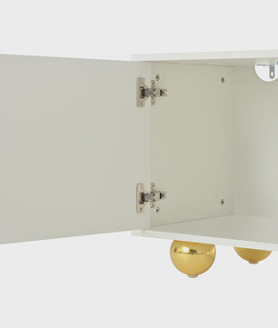 180cm Wit TV-meubel met Cloud Design, 4 Deuren, Geschikt voor 75-inch TV's