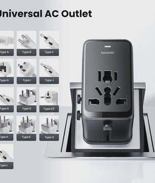 Toocki GaN 75W Universele Reisadapter: Wereldwijd opladen met 1 AC, 1 USB & 2 Type-C (45W PD)