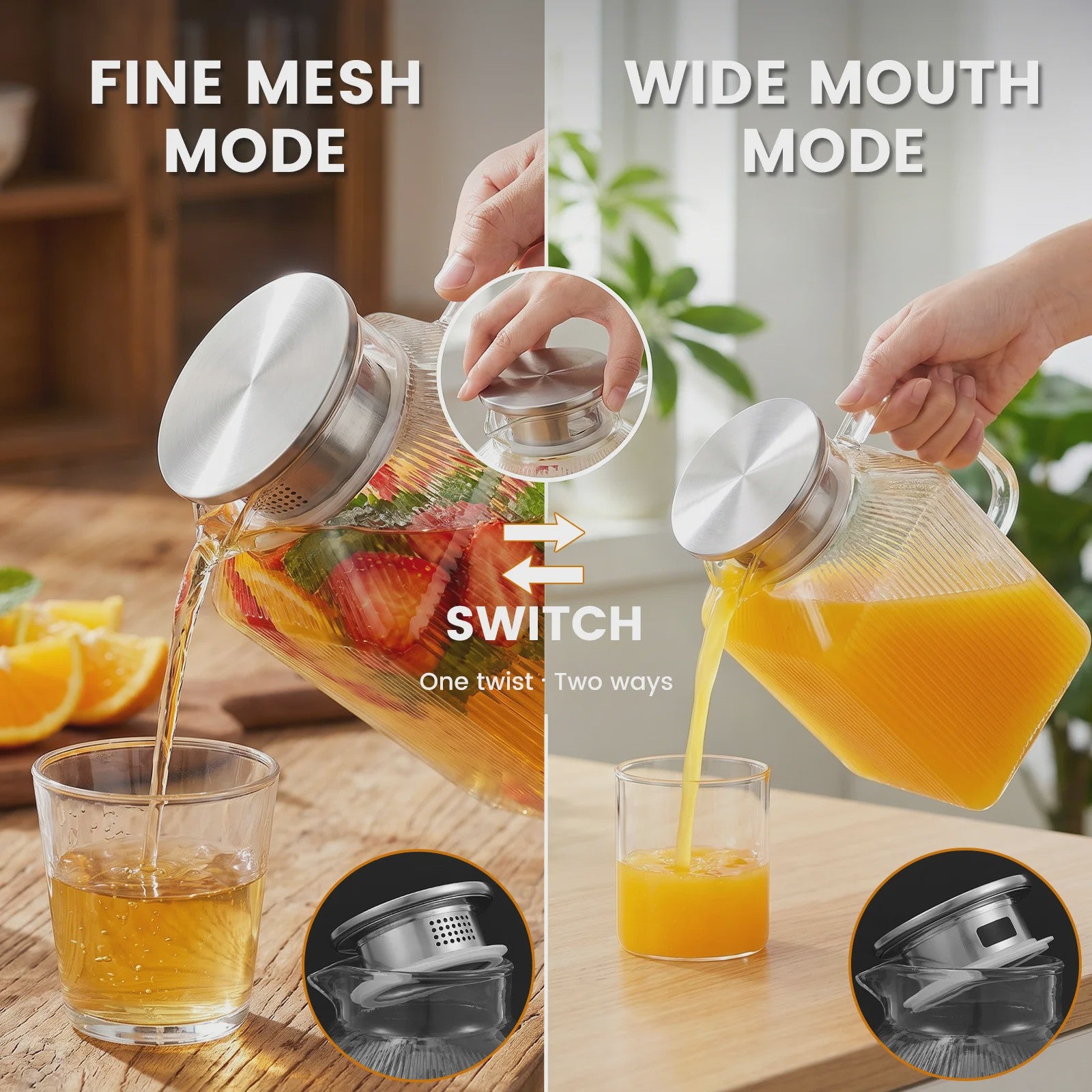 Glazen Kan 3.8L met Deksel & Borstel - Hittebestendig Borosilicaatglas voor Warme & Koude Dranken