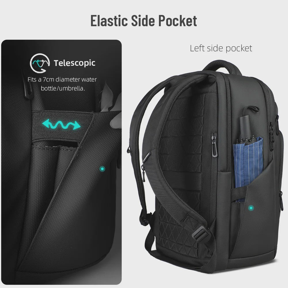 Multifunctionele Zakenrugzak voor Heren - Waterdicht, 17.3" Laptopvak & USB Oplaadpoort - Ideaal voor Werk & Reizen