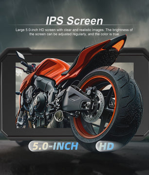 Podofo 5" IPS Touchscreen Motorfiets Smart Player - Waterdicht, CarPlay & Android Auto