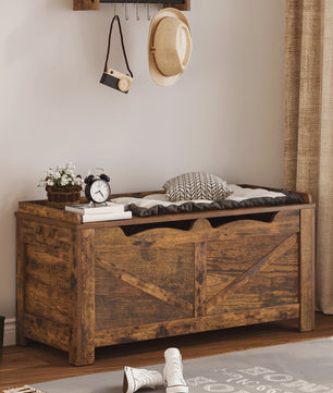 Robuuste Houten Opbergkist met Lift-Top - Landelijk Bruin