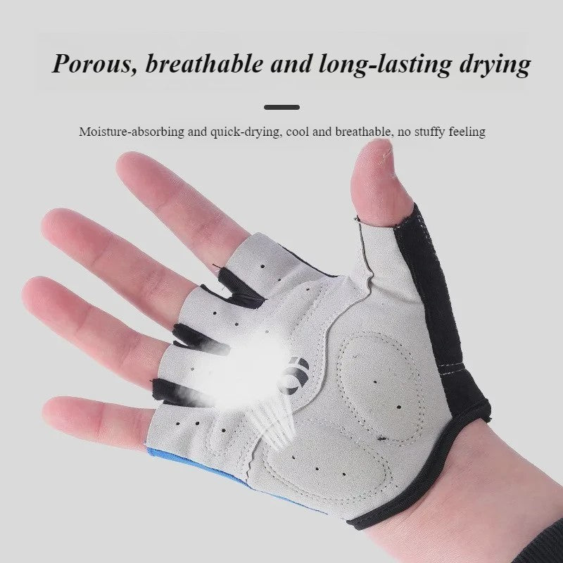 Fietshandschoenen Half Vinger - Ademend, Schokabsorberend met Antislip Siliconen Palm
