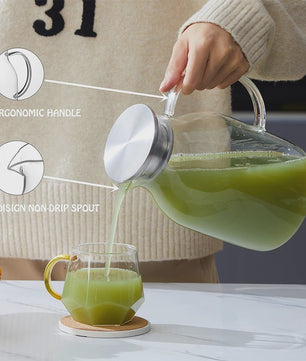 HeY LiLac Glazen Waterkan 1.8L met Deksel - Stijlvol en Praktisch