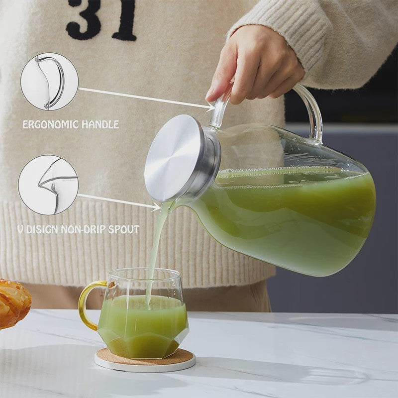 HeY LiLac Glazen Waterkan 1.8L met Deksel - Stijlvol en Praktisch