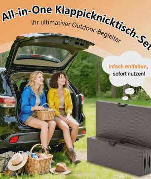 Opvouwbare Picknicktafel Set met 2 Banken - 180cm HDPE, UV-bestendig, Bruin