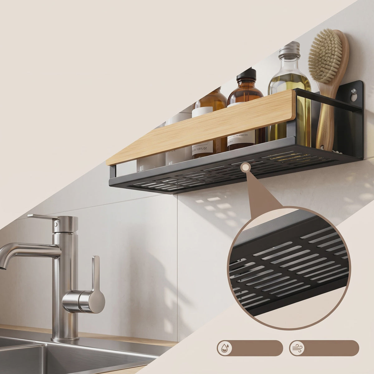 4-delige Bamboe Kruidenrek Set voor Wandmontage - Keuken Organizer