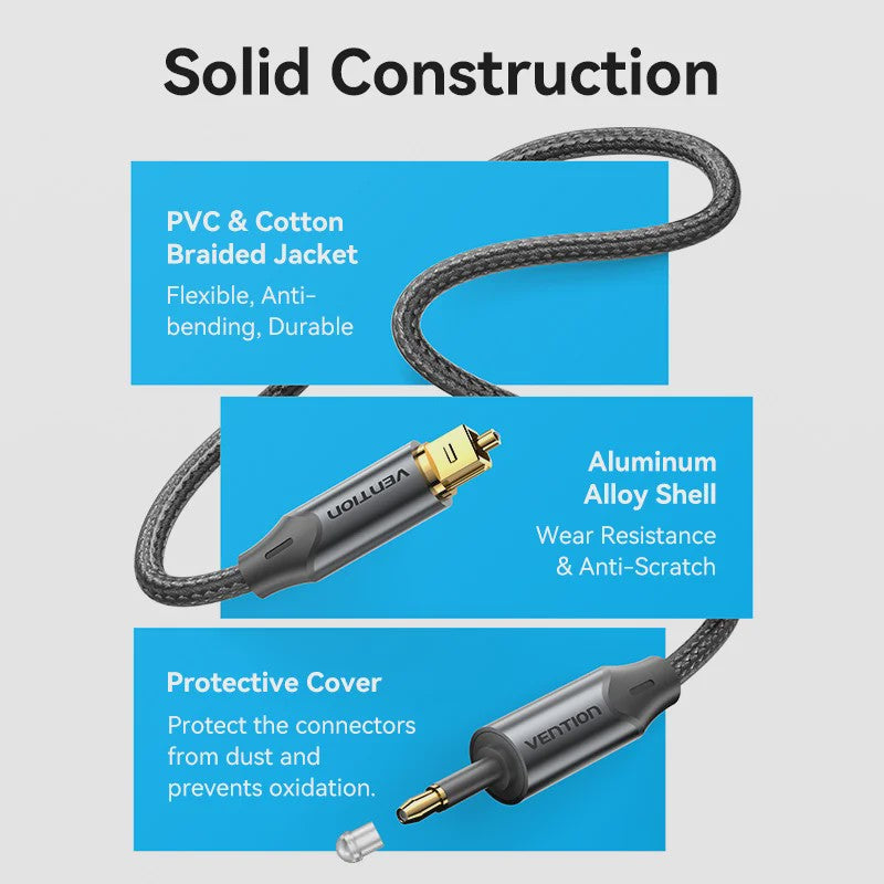 Vention Toslink SPDIF Digitale Optische Audiokabel 3.5mm naar Standaard Toslink