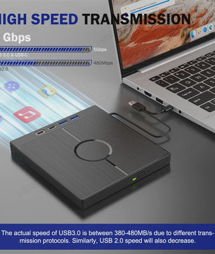 Externe CD/DVD Brander & Lezer met USB 3.0 & Type-C (7-in-1)