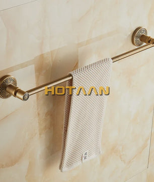 Enkele Handdoekhouder 60cm - Massief Aluminium, Antiek Messing Finish