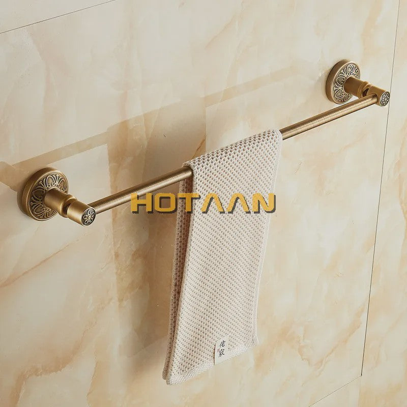 Enkele Handdoekhouder 60cm - Massief Aluminium, Antiek Messing Finish